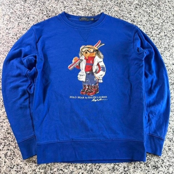 Polo Ralph Lauren Other - Polo Ralph Lauren Blue Ski Polo Bear Fleece Sweatshirt Small